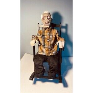 Halloween Animated Talking Creepy  Zombie Grandpa On Rocking Chair 16” Big Lots